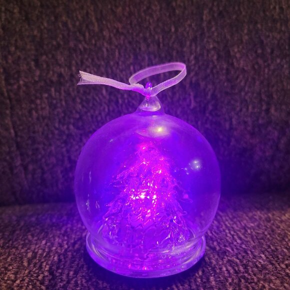 Glass Christmas Tree Ornament With Multicolor LED Lights - Picture 6 of 7